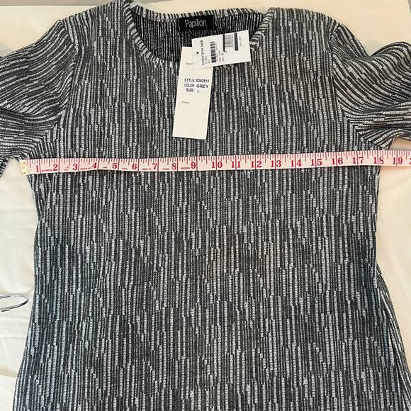 Papillon NEW Textured Liner Print Sweater Dress Grey Size Large - Picture 14 of 15